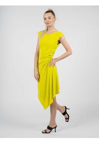 Patrizia Pepe Sukienka | 8A0941 J015 | Kobieta | Żółty. Kolor: żółty. Materiał: acetat, elastan, poliamid. Długość rękawa: krótki rękaw. Wzór: aplikacja. Typ sukienki: asymetryczne, dopasowane. Długość: mini #3