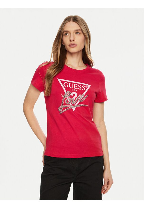 Guess T-Shirt W5RI10 I3Z14 Czerwony Regular Fit. Kolor: czerwony. Materiał: bawełna