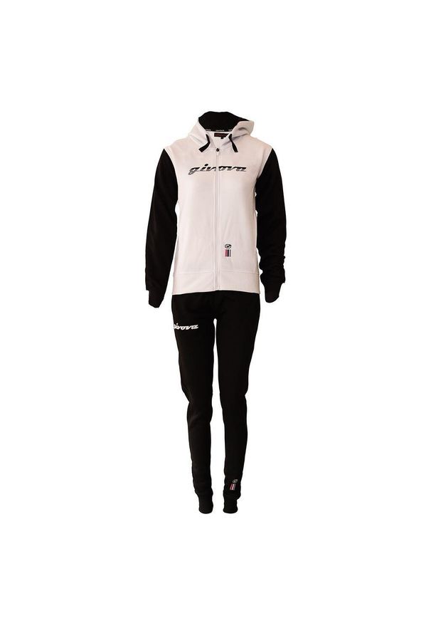 Givova - Damski dres GIVOVA 103 z kapturem, polar, rozmiar M. Kolor: czarny, biały, wielokolorowy. Materiał: polar, dresówka