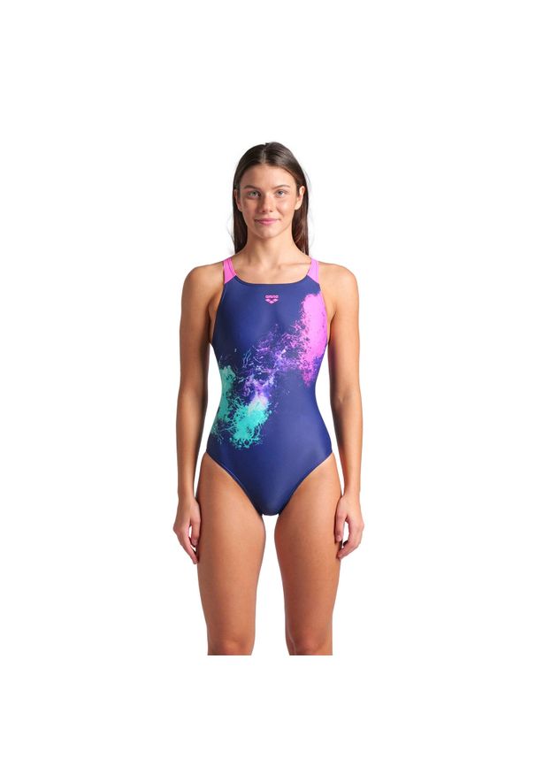 Damski kostium kąpielowy 1-częściowy Arena Vibrant Pro. Kolor: wielokolorowy, niebieski