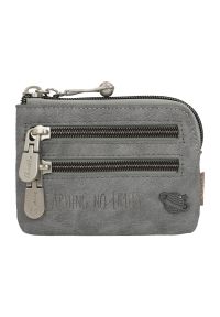 Portfel damski Anekke, z ozdobnym nadrukiem i metalowym logo zapinany na zamek błyskawiczny idealny na monety karty i drobne dokumenty kompaktowy for. Kolor: szary. Wzór: nadruk #3