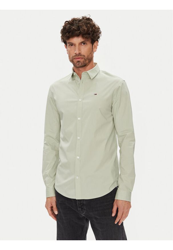 Tommy Jeans Koszula Original DM0DM04405 Zielony Slim Fit. Kolor: zielony. Materiał: bawełna