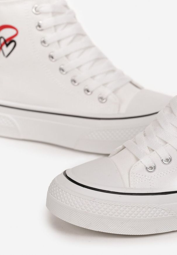 Born2be - Białe Trampki za Kostkę na Grubej Podeszwie Mumeli. Wysokość cholewki: za kostkę. Kolor: biały. Styl: elegancki