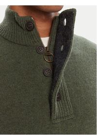 Barbour Sweter Patch Half Zip MKN0585OL51 Zielony Regular Fit. Kolor: zielony. Materiał: wełna #4