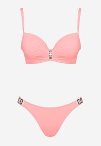 Born2be - Różowe Bikini Biustonosz i Majtki Figi z Cyrkoniowymi Zdobieniami Galivra. Kolor: różowy. Wzór: aplikacja #5