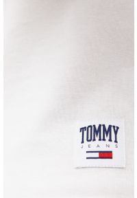 Tommy Jeans Longsleeve DW0DW12112.PPYY damski kolor biały z półgolfem. Kolor: biały. Materiał: bawełna. Długość rękawa: długi rękaw. Wzór: aplikacja #5