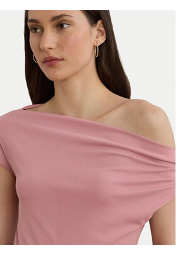 Lauren Ralph Lauren - LAUREN RALPH LAUREN Bluzka 2,00964E+11 Różowy Slim Fit. Kolor: różowy. Materiał: syntetyk