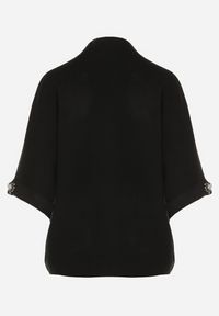 Born2be - Czarny Sweter Ozdobiony na Rękawach Cyrkoniami Aletusa. Okazja: na co dzień. Kolor: czarny. Materiał: jeans. Wzór: aplikacja. Styl: elegancki, casual #4