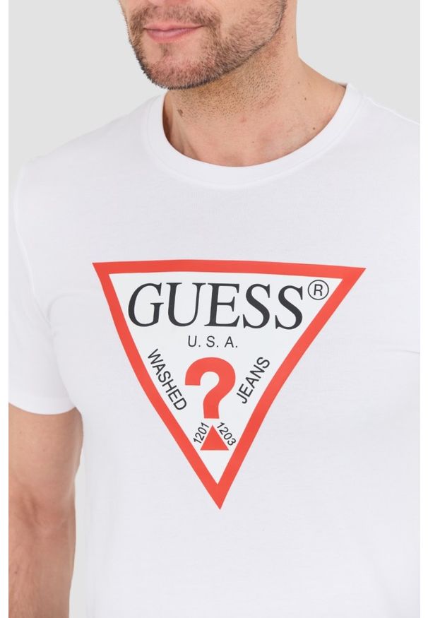 Guess - GUESS Biały t-shirt Original Logo Tee. Kolor: biały