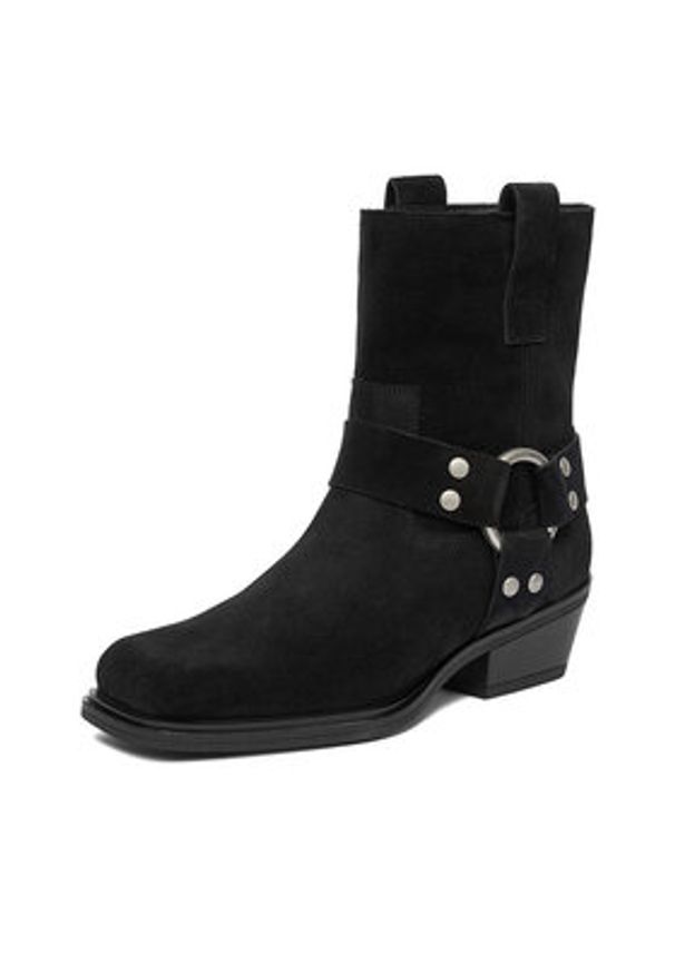 Badura Botki EO-25FW109 Czarny. Kolor: czarny. Materiał: skóra, zamsz