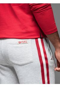 Ombre Clothing - Męskie szorty dresowe z lampasami i ściągaczem w pasie – szary melanż V1 - Rozmiar: XXL. Okazja: na co dzień. Kolor: szary. Materiał: dresówka. Wzór: melanż. Styl: retro, casual #10