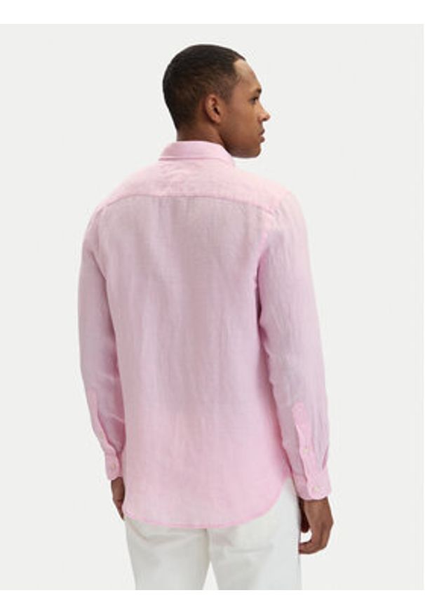 TOMMY HILFIGER - Tommy Hilfiger Koszula MW0MW41530 Różowy jasny Regular Fit. Kolor: różowy. Materiał: len