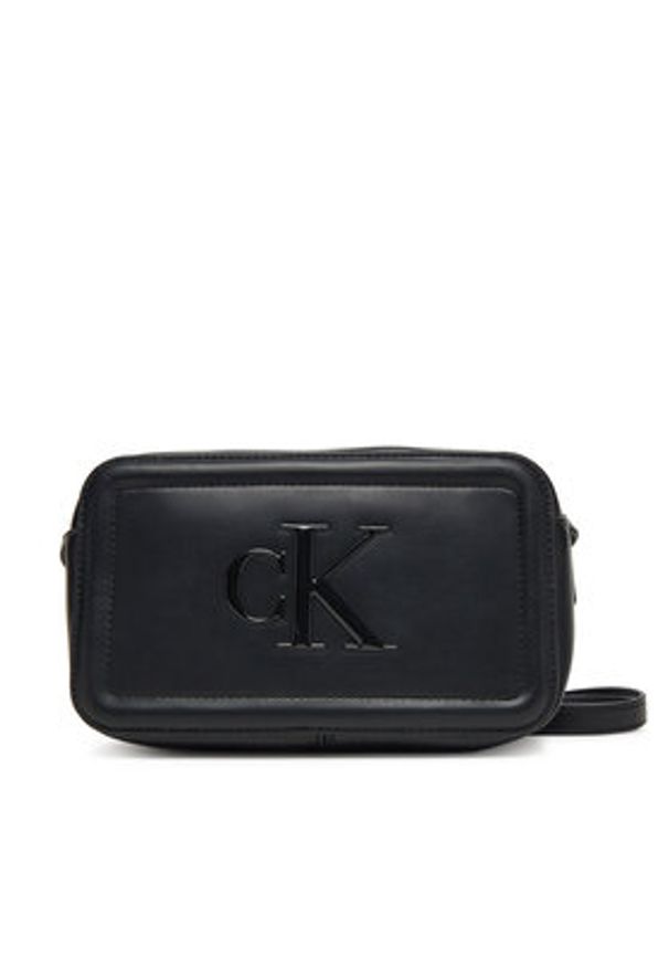 Calvin Klein Torebka Bold Ck Camera Bag LV04F3220G Czarny. Kolor: czarny. Materiał: skórzane