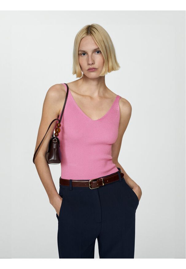 mango - Mango Top Gymnasti 77060353 Różowy Slim Fit. Kolor: różowy. Materiał: wiskoza