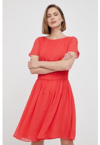 Emporio Armani sukienka INA1AT.I9906 kolor czerwony mini rozkloszowana. Kolor: czerwony. Materiał: tkanina. Długość rękawa: krótki rękaw. Długość: mini #6
