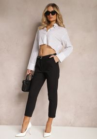 Renee - Czarne Spodnie z Regularnym Stanem z Gumką i Wsuwanymi Kieszeniami Silwena. Okazja: na co dzień. Kolor: czarny. Styl: casual