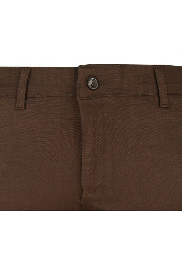 Materiałowe Spodnie Męskie, Eleganckie - Rigon - Ciemny Karmel. Kolor: brązowy, beżowy, wielokolorowy. Materiał: poliester, elastan, wiskoza. Styl: elegancki