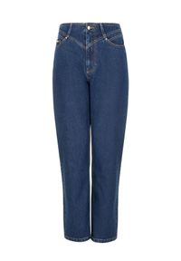 Ochnik - Jeansy o prostej nogawce damskie. Okazja: na co dzień. Kolor: niebieski. Materiał: bawełna. Styl: casual #4