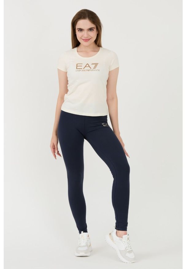 EA7 Emporio Armani - EA7 Granatowe legginsy z małym logo. Kolor: niebieski