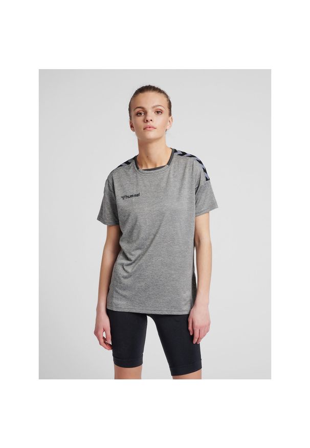 Hummel KOSZULKA DAMSKA T-shirt hmlAUTHENTIC POLY JERSEY WOMAN. Kolor: szary. Materiał: jersey. Sport: taniec, joga i pilates