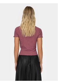 only - ONLY T-Shirt Emma 15201206 Różowy Slim Fit. Kolor: różowy. Materiał: syntetyk, wiskoza #7