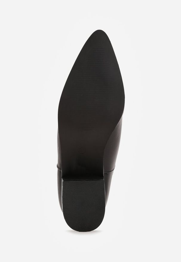 Renee - Czarne Botki na Słupku Vices Ozdobione Wycięciem Annavin. Okazja: na co dzień. Kolor: czarny. Materiał: jeans. Wzór: aplikacja. Obcas: na słupku. Styl: elegancki, casual. Wysokość obcasa: średni