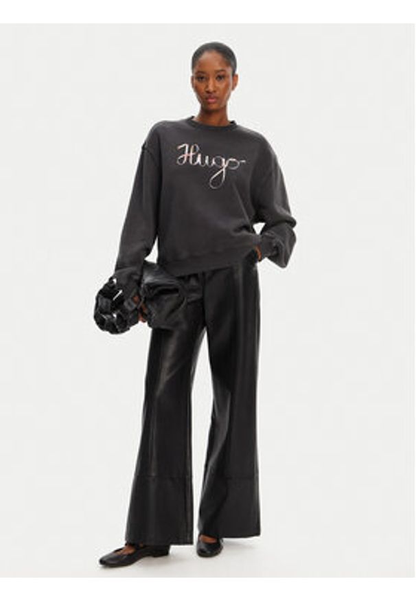 Hugo - HUGO Bluza Deroxina_4 50545198 Szary Oversize. Kolor: szary. Materiał: bawełna