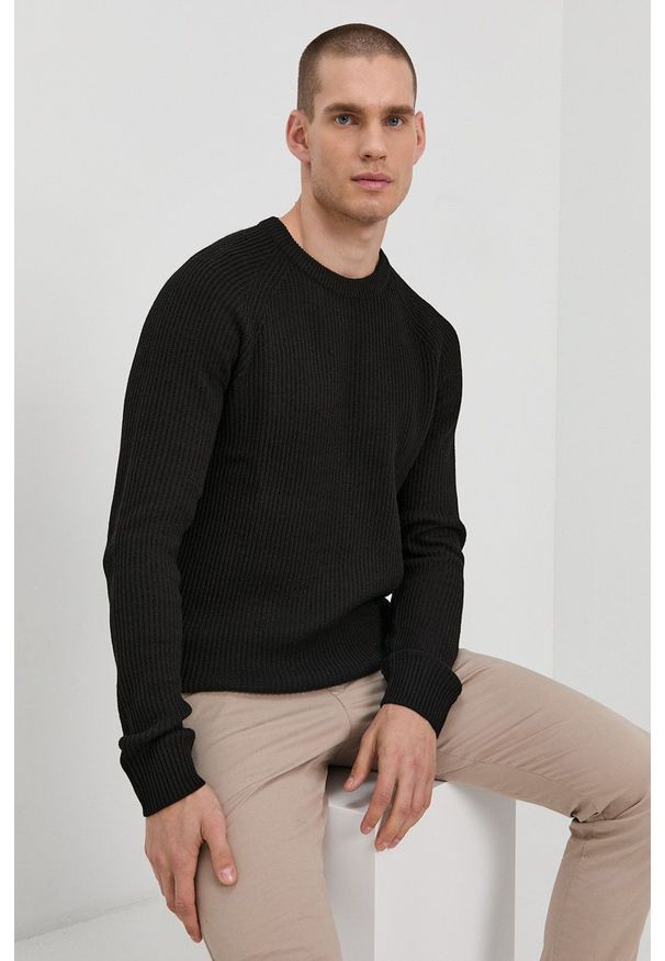 Jack & Jones Sweter męski kolor czarny. Okazja: na co dzień. Kolor: czarny. Długość rękawa: długi rękaw. Długość: długie. Styl: casual