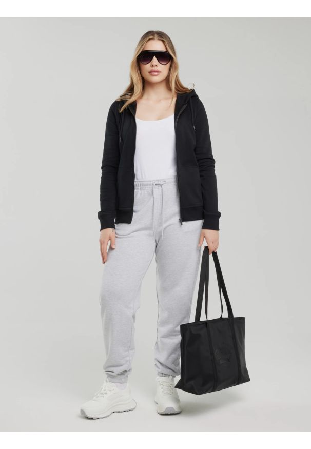 Big-Star - Bluza damska z kapturem czarna Laurisana 906. Okazja: na spacer. Typ kołnierza: kaptur. Kolor: czarny. Materiał: dzianina, jeans, dresówka. Długość: długie. Styl: sportowy