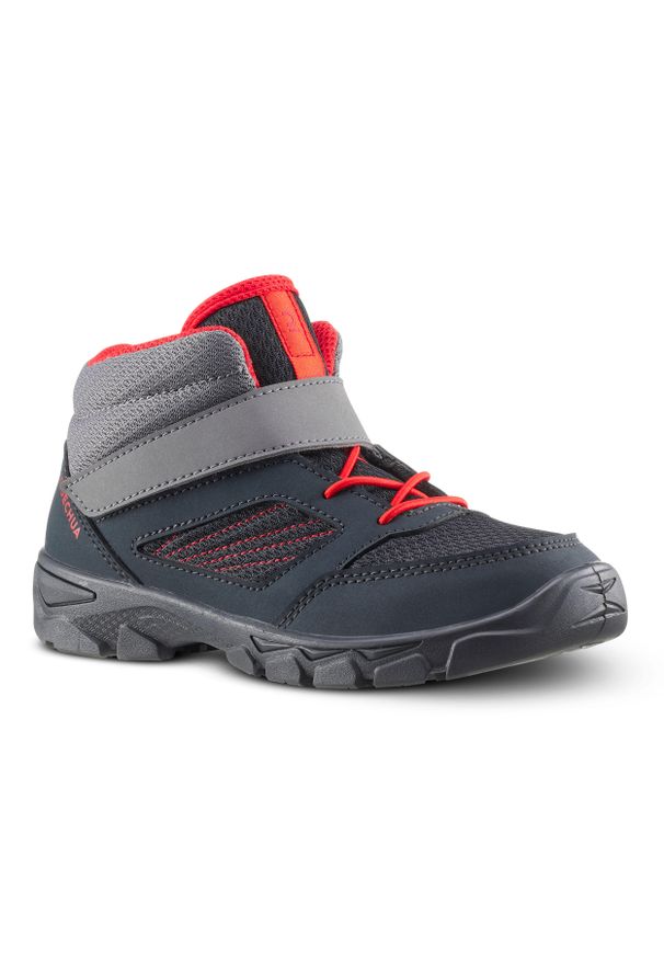 quechua - Buty turystyczne dla dzieci Quechua MH100 mid. Zapięcie: rzepy. Kolor: czerwony, wielokolorowy, szary