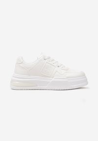 Born2be - Białe Sznurowane Sneakersy na Grubej Podeszwie Levitellia. Kolor: biały. Materiał: jeans #4