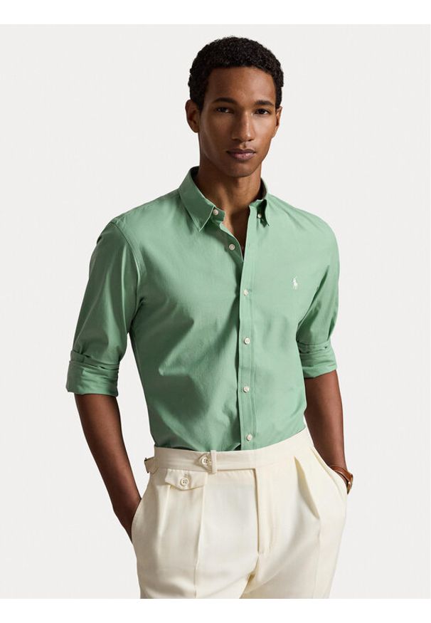 Polo Ralph Lauren Koszula 710929348500 Turkusowy Slim Fit. Typ kołnierza: polo. Kolor: turkusowy. Materiał: bawełna
