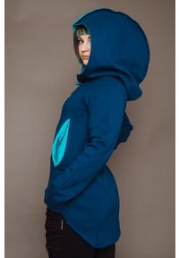 Hultaj Polski - Bluza bokserska damska granatowa z turkusem. Okazja: na co dzień. Kolor: niebieski. Materiał: tkanina, dzianina, dresówka, bawełna, jeans, elastan. Długość: długie. Styl: klasyczny, sportowy, casual, elegancki