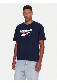 Reebok T-Shirt RK25153CCM Granatowy Regular Fit. Kolor: niebieski. Materiał: bawełna