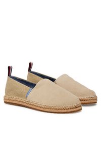 TOMMY HILFIGER - Tommy Hilfiger Espadryle Hilfiger Flex Mix Espadrille FM0FM05497 Beżowy. Kolor: beżowy. Materiał: zamsz, skóra #4