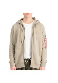 Bluza Alpha Industries Back Print Zip Hoodie 128342679 - beżowa. Kolor: beżowy. Materiał: bawełna, poliester. Wzór: nadruk. Styl: sportowy, klasyczny