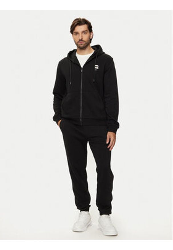 Karl Lagerfeld - KARL LAGERFELD Bluza 705037 544910 Czarny Regular Fit. Typ kołnierza: dekolt w karo. Kolor: czarny. Materiał: bawełna
