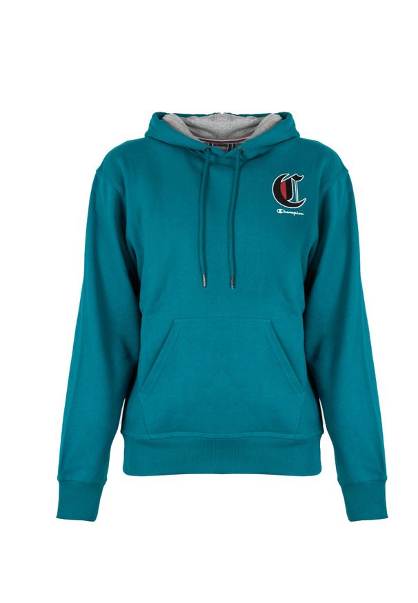 Champion Bluza "Hoodie" | HBGF89H586NKA | Mężczyzna | Turkusowy. Okazja: na co dzień. Typ kołnierza: kaptur. Kolor: turkusowy. Materiał: poliester, bawełna. Wzór: aplikacja, nadruk. Styl: casual