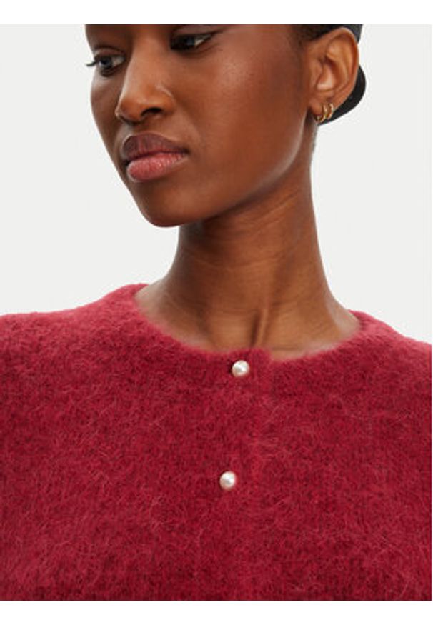 Munthe Kardigan Povilla 252160025272 Bordowy Regular Fit. Kolor: czerwony. Materiał: wełna