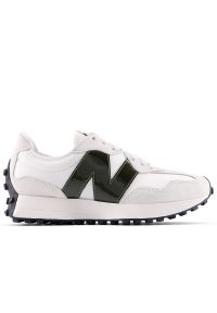 Buty damskie New Balance WS327JWA - białe. Okazja: na co dzień. Zapięcie: sznurówki. Kolor: biały. Materiał: guma, syntetyk, skóra, materiał. Szerokość cholewki: normalna