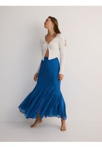Reserved - Spódnica maxi z lyocellem - niebieski. Kolor: niebieski. Materiał: tkanina #1