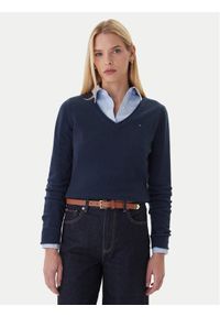 TOMMY HILFIGER - Tommy Hilfiger Sweter WW0WW43505 Granatowy Regular Fit. Kolor: niebieski. Materiał: wełna
