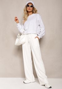 Renee - Jasnoszara Oversize Bluza z Bawełny o Krótkim Fasonie Sibolla. Kolor: szary. Materiał: bawełna. Długość: krótkie