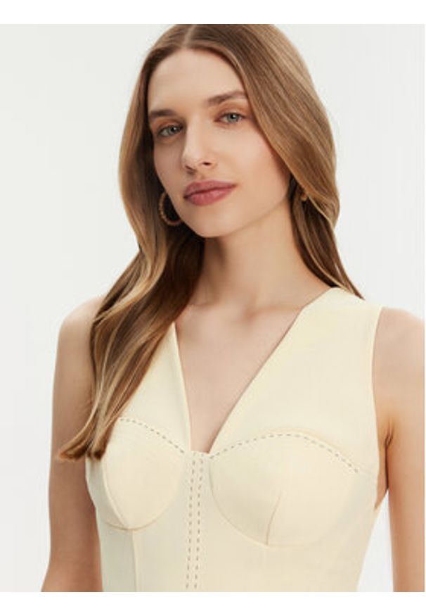 Elisabetta Franchi Sukienka koktajlowa AB-706-51E2-DC7 Żółty Slim Fit. Kolor: żółty. Materiał: syntetyk. Styl: wizytowy