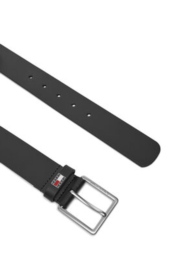 Tommy Jeans Pasek Męski Tjm Flag Leather 4.0 AM0AM13416 Czarny. Kolor: czarny. Materiał: skóra