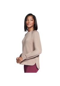 skechers - Bluza dresowa sportowa damska Skechluxe Elevate Crewneck. Kolor: beżowy. Materiał: poliester