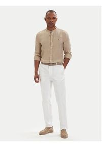 TOMMY HILFIGER - Tommy Hilfiger Koszula MW0MW39271 Beżowy ciemny Slim Fit. Kolor: beżowy. Materiał: len #2