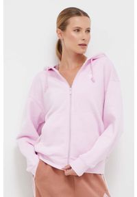 adidas Originals bluza damska kolor różowy z kapturem gładka. Typ kołnierza: kaptur. Kolor: różowy. Materiał: materiał. Wzór: gładki #1