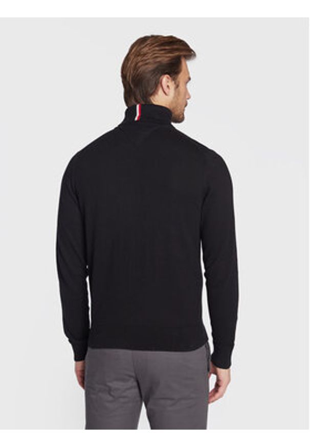 TOMMY HILFIGER - Tommy Hilfiger Golf Pima MW0MW28048 Czarny Regular Fit. Typ kołnierza: golf. Kolor: czarny. Materiał: bawełna