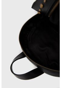 Pinko plecak skórzany damski kolor czarny mały z aplikacją. Kolor: czarny. Materiał: skóra. Wzór: aplikacja